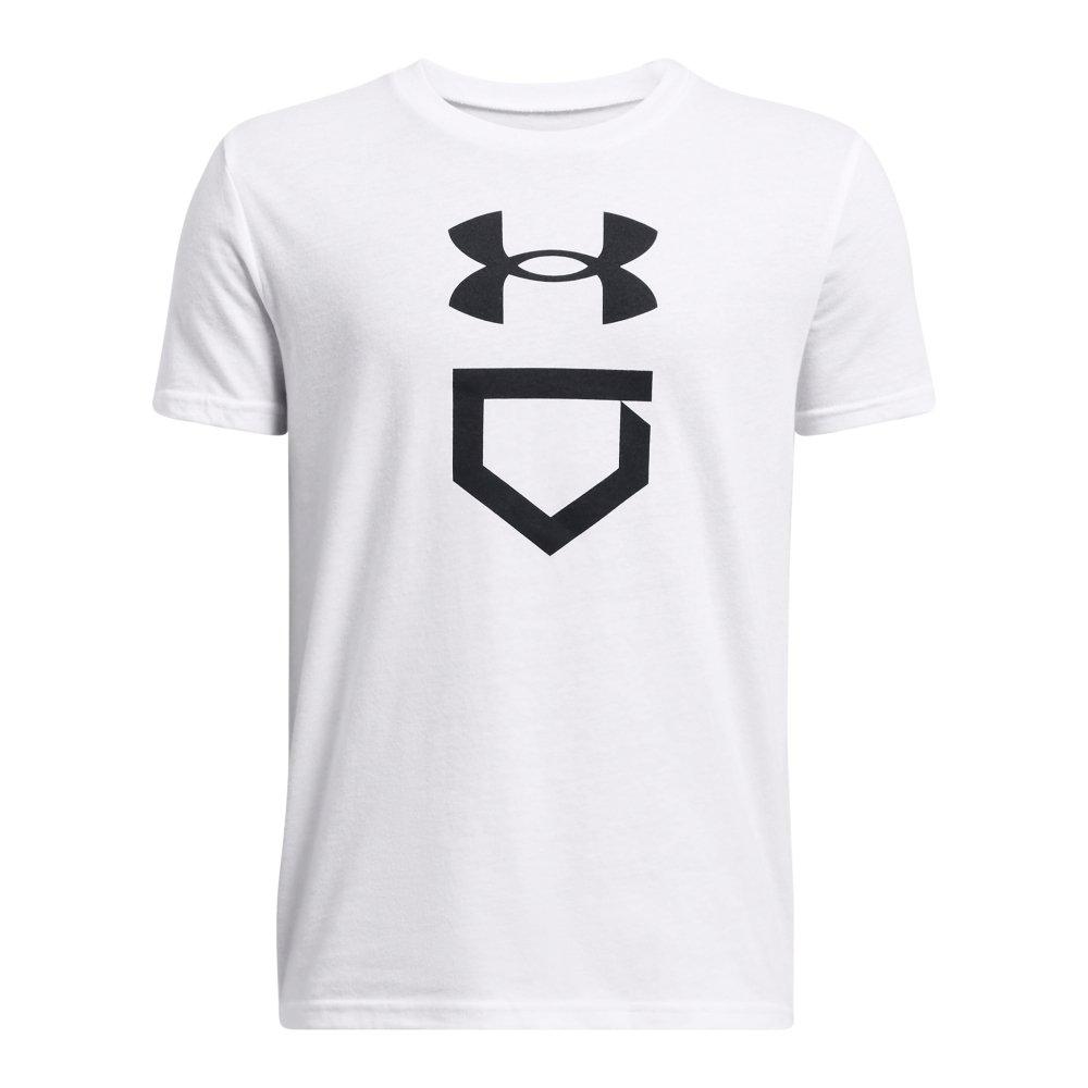 Under Armour Big Boys' Baseball Plate Short Sleeve - White